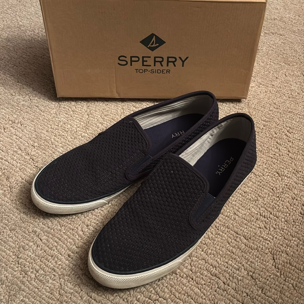 Sperry Seaside emboss suede navy size 11